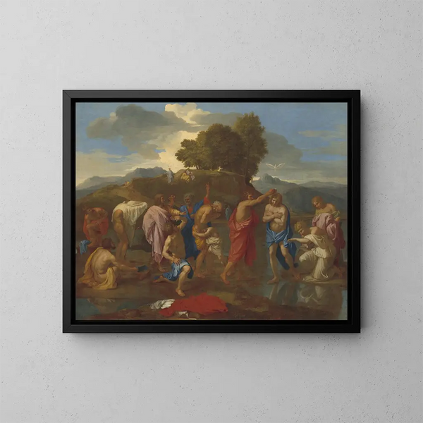 Le Baptême du Christ - Nicolas Poussin — gerahmtes Bild an der Wand