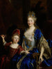 Portrait von Catherine Coustard, Marquise de Castelnau, Ehefrau von Charles Éléonor Aubry mit seinem Sohn Éléonor - Nicolas de Largillière — Ansicht des Kunstwerks