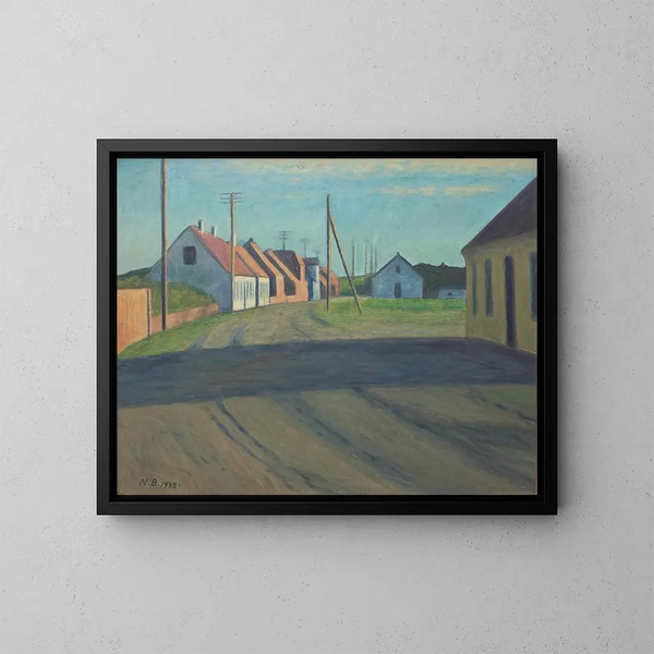 Route in einer kleinen Stadt von Strande - Niels Bjerre — gerahmtes Bild an der Wand