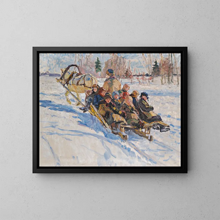 Nikolai BogdanovBelsky - Children riding in a sleigh.webp
