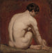 Männliches Akt- Gemälde kniend von hinten - William Etty — Ansicht des Kunstwerks