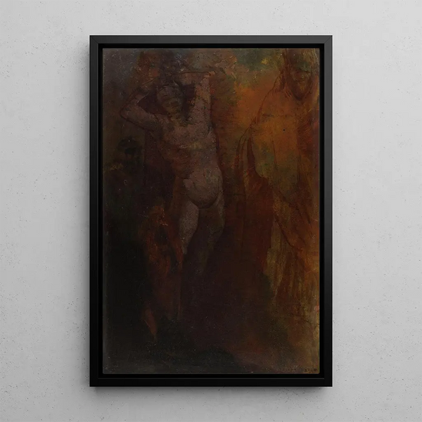 Komposition mit drei Figuren - Odilon Redon — gerahmtes Bild an der Wand
