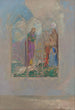 Andacht in der Nähe eines roten Busches - Odilon Redon — Ansicht des Kunstwerks