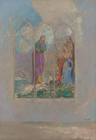 Odilon Redon - Devotion near a red bush.webp
