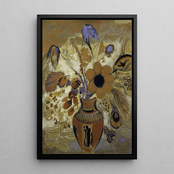 Vase étrusque avec fleurs - Odilon Redon — gerahmtes Bild an der Wand