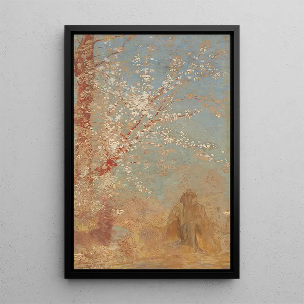 Figur unter einem blühenden Baum - Odilon Redon — gerahmtes Bild an der Wand