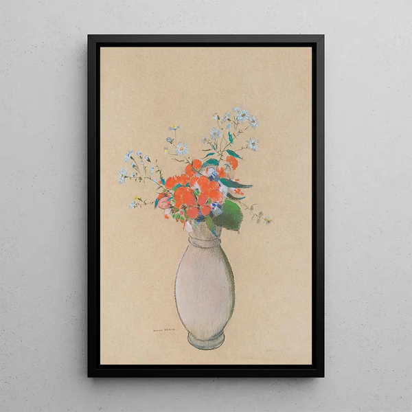 Blumenvasen - Odilon Redon — gerahmtes Bild an der Wand
