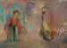 Frau in einer gotischen Arkade, Frau mit Blumen - Odilon Redon — Ansicht des Kunstwerks