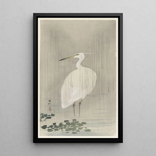 Ohara Koson - Egret in rain.webp