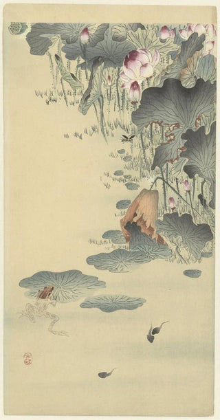 Ohara Koson - Frog and tadpoles.webp