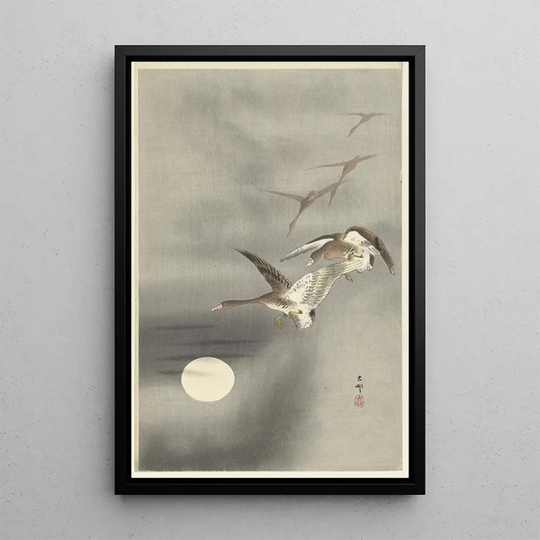 Gänse im Flug - Ohara Koson — gerahmtes Bild an der Wand