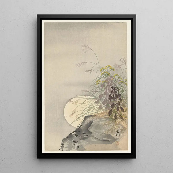 Kräuter bei Vollmond - Ohara Koson — gerahmtes Bild an der Wand