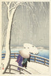 Im Schnee auf Yanagibashi - Ohara Koson — Ansicht des Kunstwerks