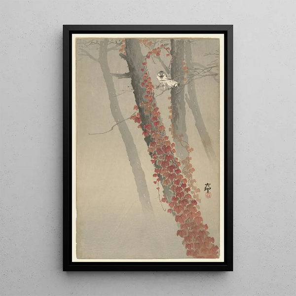 Lierre rouge - Ohara Koson — gerahmtes Bild an der Wand