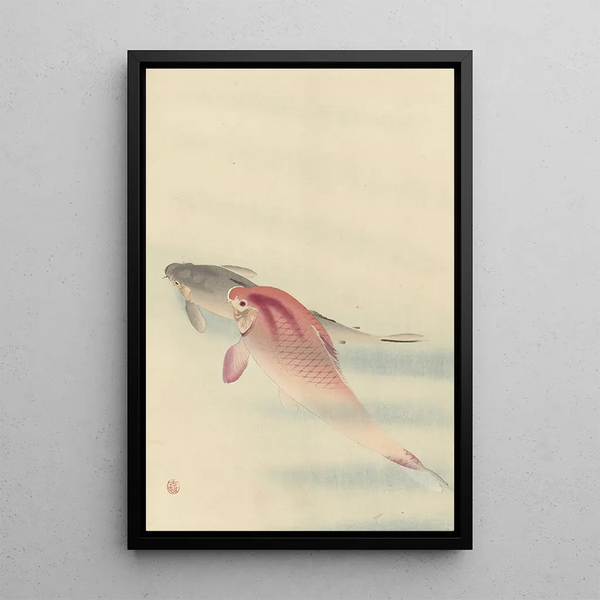 Zwei Karpfen - Ohara Koson — gerahmtes Bild an der Wand