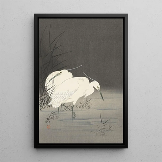 Ohara Koson - Two egrets in the reeds.webp