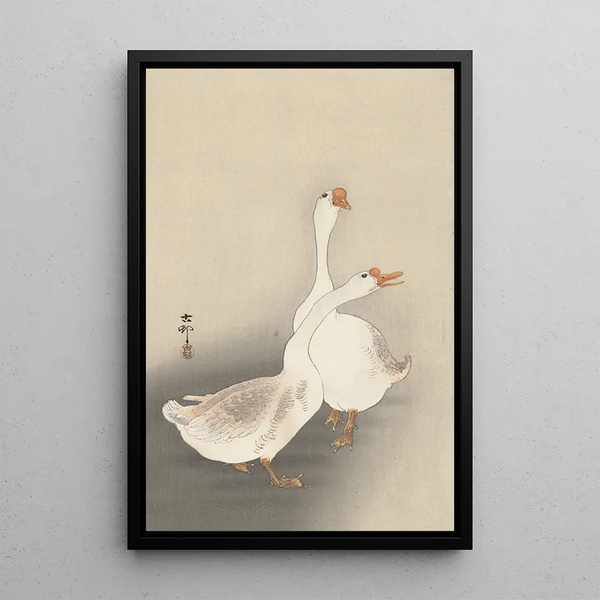 Zwei Gänse - Ohara Koson — gerahmtes Bild an der Wand