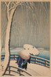 Regenschirme im Schnee - Ohara Koson — Ansicht des Kunstwerks