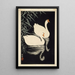 Chinesische weiße Gänse schwimmen in der Nähe von Schilf - Ohara Koson — gerahmtes Bild an der Wand