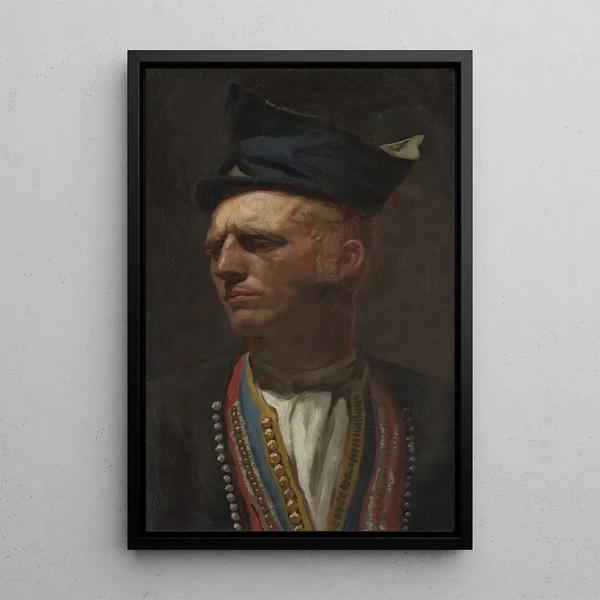 Portrait eines Bauern aus Setesdal Studie für Kampf in einem alten Bauernhaus - Olaf Isaachsen — gerahmtes Bild an der Wand