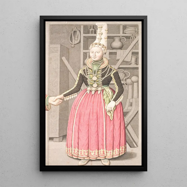 Eine junge Frau im Hochzeitskleid - Olavius — gerahmtes Bild an der Wand