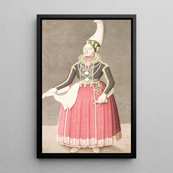 Frau in isländischer Bauerntracht - Olavius — gerahmtes Bild an der Wand