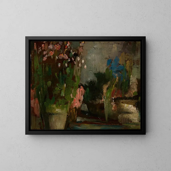 Blumen auf einer Terrasse - Olga Boznańska — gerahmtes Bild an der Wand