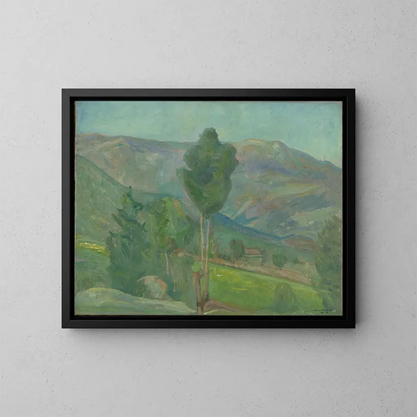 Ansicht von Seljord - Oluf Wold-Torne — gerahmtes Bild an der Wand