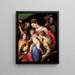 Die Heilige Familie mit der heiligen Katharina von Alexandria, der heiligen Margarete von Antiochia und dem heiligen Franziskus von Assisi - Orazio Samacchini — gerahmtes Bild an der Wand