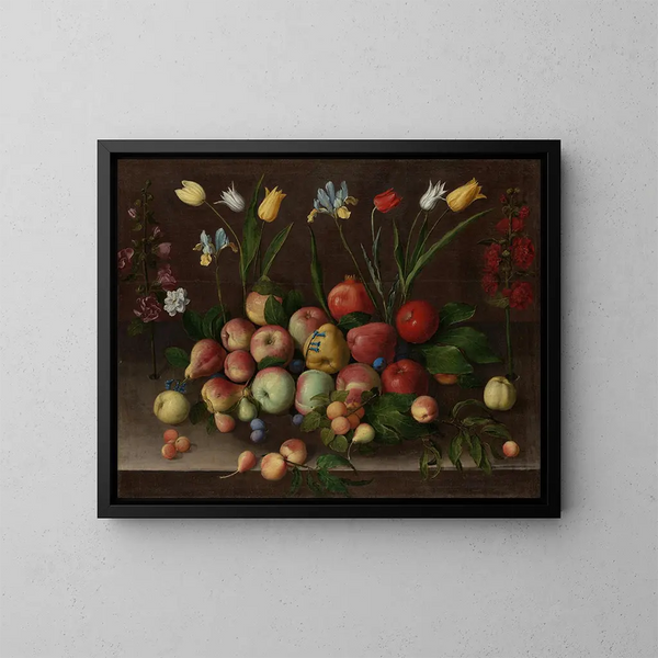 Früchte und Blumen - Orsola Maddalena Caccia — gerahmtes Bild an der Wand