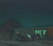 Pferde in der Nähe eines Adobe-Gebäudes im Mondlicht - Oscar Edmund Berninghaus — Ansicht des Kunstwerks