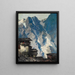 Berghof vor einer eisigen Landschaft - Oskar Mulley — gerahmtes Bild an der Wand