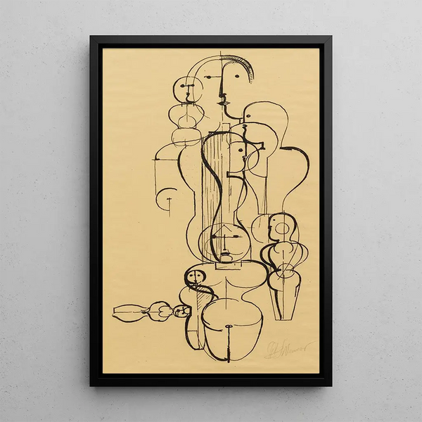 Figuratives Gemälde K 1 - Oskar Schlemmer — gerahmtes Bild an der Wand