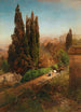 Ansicht des Gartens der Villa d'Este in Tivoli bei Rom - Oswald Achenbach — Ansicht des Kunstwerks