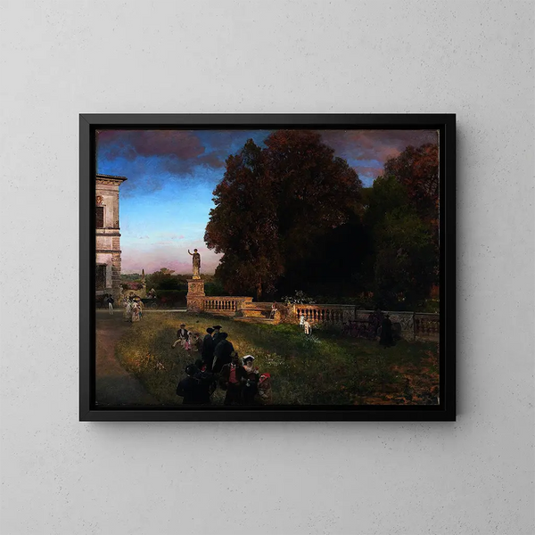 Im Park des Villa Borghese - Oswald Achenbach — gerahmtes Bild an der Wand