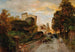 Rue de village au coucher du soleil - Oswald Achenbach — Ansicht des Kunstwerks