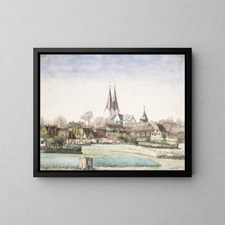 Dorf mit Kirche in Broager - Otto Didrik Ottesen — gerahmtes Bild an der Wand