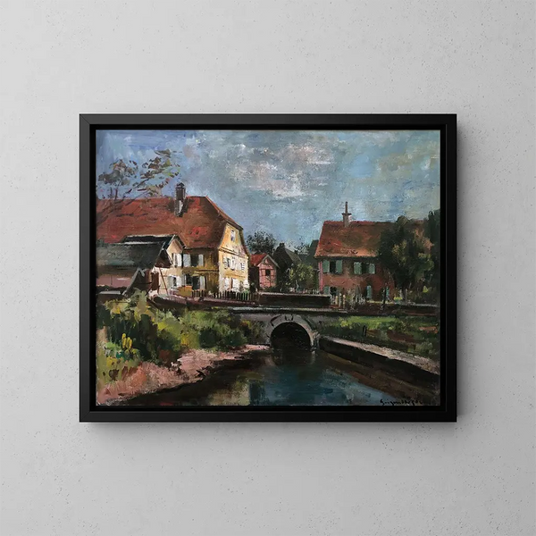 Dorf im fränkischen Stil bei Bamberg - Otto Geigenberger — gerahmtes Bild an der Wand