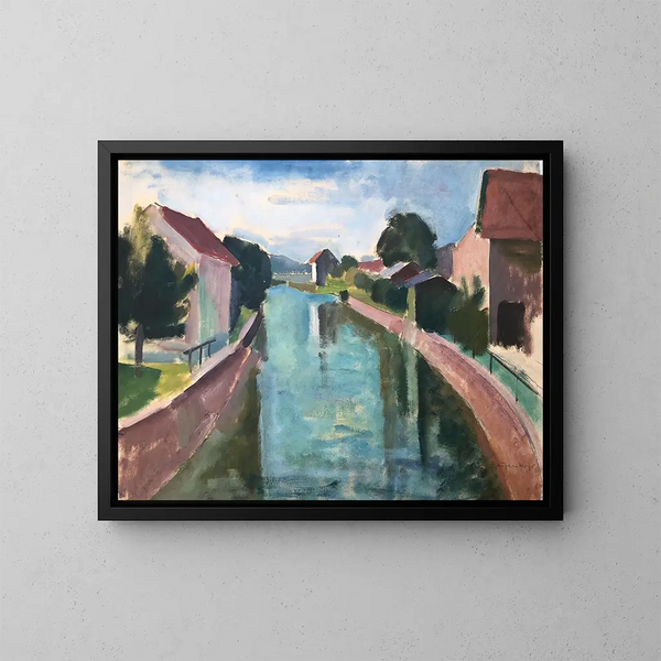 Häuser am Kanalufer - Otto Geigenberger — gerahmtes Bild an der Wand