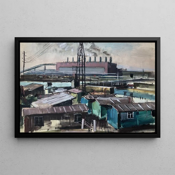 Industrielle Installation Gemälde - Otto Geigenberger — gerahmtes Bild an der Wand