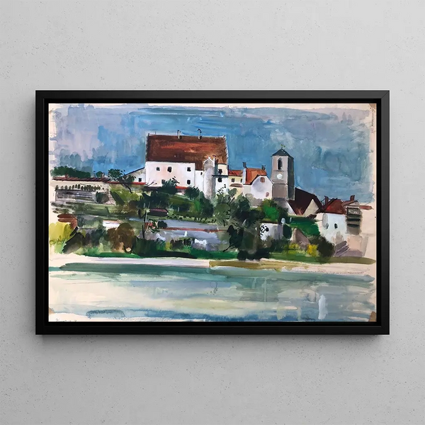 Wasserburg am Inn, Blick auf das Schloss und die Pfarrkirche St. Jakob - Otto Geigenberger — gerahmtes Bild an der Wand
