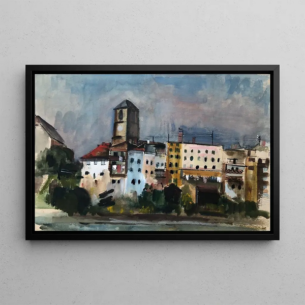 Wasserburg am Inn, Blick auf den Inn - Otto Geigenberger — gerahmtes Bild an der Wand