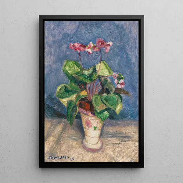 Cyclamen en fleurs - Otto Modersohn — gerahmtes Bild an der Wand