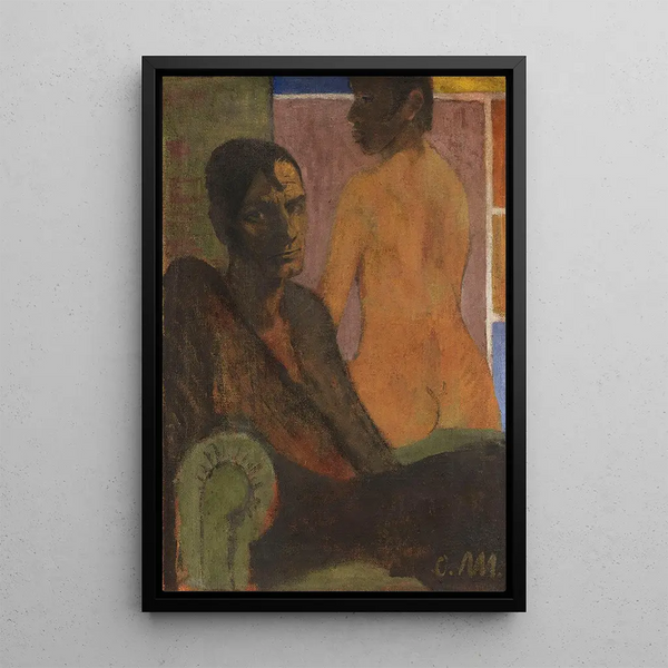 Selbstporträt mit Akt von hinten im Hintergrund Elfriede Timm - Otto Mueller — gerahmtes Bild an der Wand
