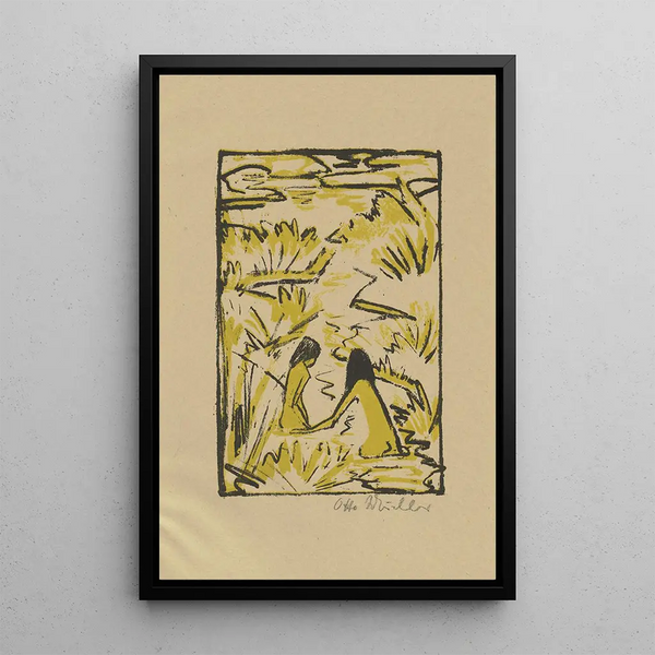 Zwei Badende im Bach - Otto Mueller — gerahmtes Bild an der Wand