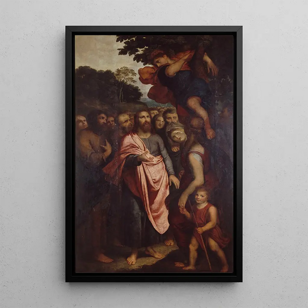 Die Berufung des Zachäus sitzend in einem Feigenbaum - Otto van Veen — gerahmtes Bild an der Wand