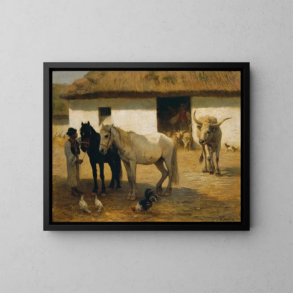 Ferme hongroise - Otto von Thoren — gerahmtes Bild an der Wand
