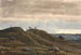 Landschafts-Kunstdruck mit einem sandigen Weg, der auf einen Heidehügel führt. Rechts Blick auf eine weite Landfläche mit Mooren. Aus der Region Raageleje - P. C. Skovgaard — Ansicht des Kunstwerks