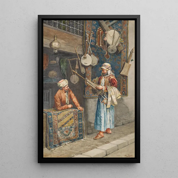Der Musikgeschäft - Paolo Folchi — gerahmtes Bild an der Wand