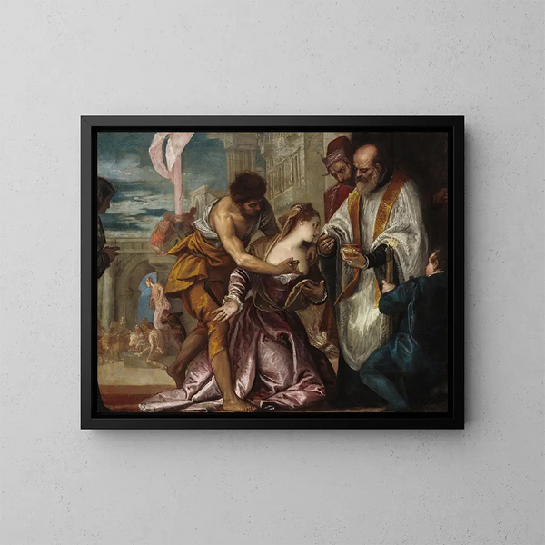 Der Martyrium und die letzte Kommunion der heiligen Lucia - Paolo Véronèse — gerahmtes Bild an der Wand